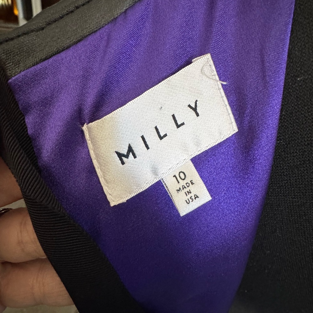 Milly Vibrant Purple Fitted Dress with leather trim - Picture 6 of 7